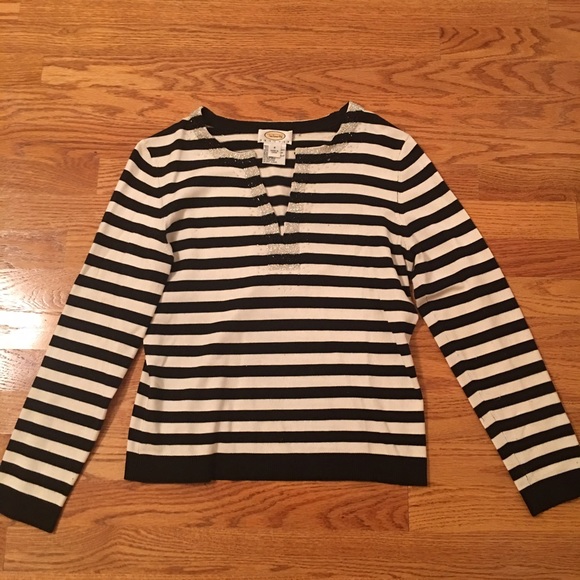Talbots black and white stripe sweater