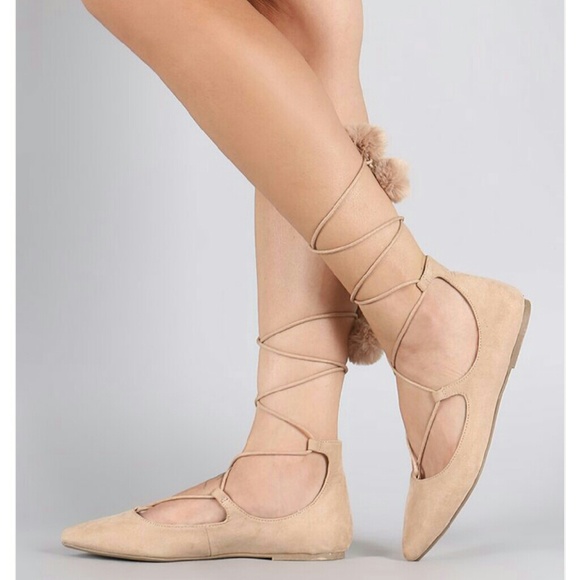 Wild Diva Shoes - (FINAL SALE)Suede Lace-Up Ballet Flats