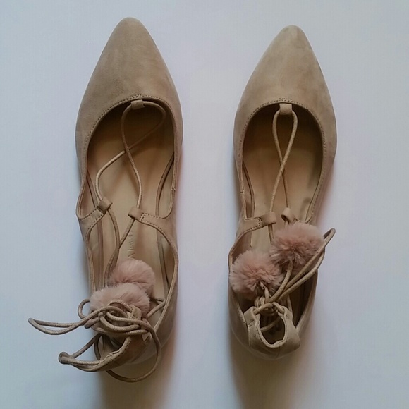 (FINAL SALE)Suede Lace-Up Ballet Flats - Picture 3 of 3