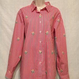 Talbots Red & White Striped Shirt
