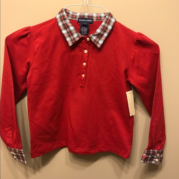 Beautiful Ralph Lauren girls plaid cuff shirt
