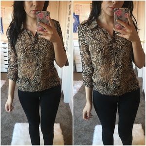 Animal Print Button Down Top