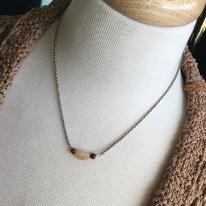 Dainty 3 stone necklace with antique silver chain