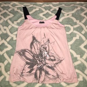 Wet Seal Pink Bubble Bottom Shirt Flower Graphic