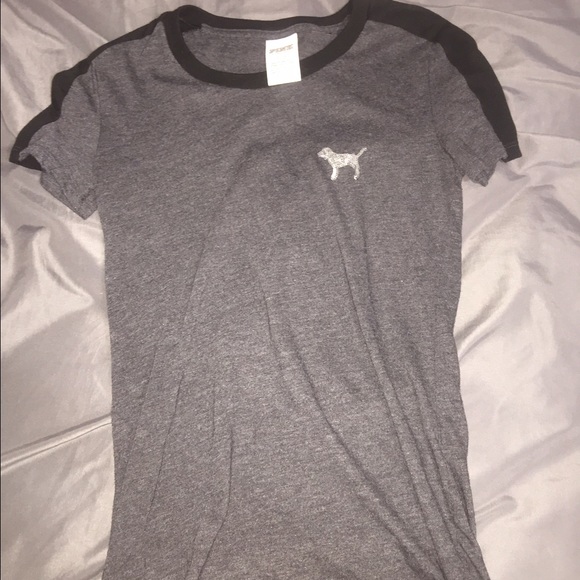 vs pink grey & black with sparkles tee shirt