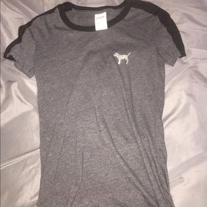 vs pink grey & black with sparkles tee shirt