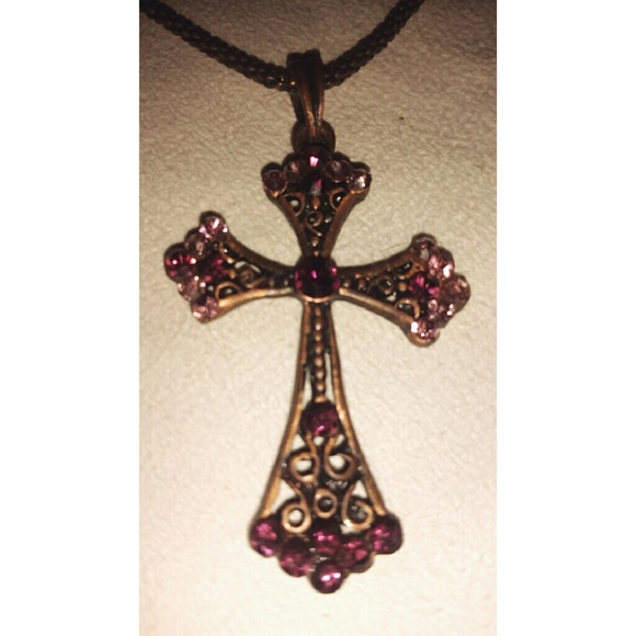 Jewelry - HOST PICK! Antique necklace purple cross stones