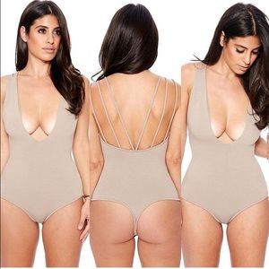 Naked Wardrobe Taupe body suit sz M