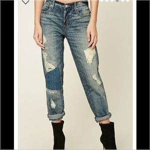 NWT Forever 21 Boho Boyfriend Distressed Jeans