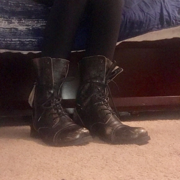 Aldo combat boots in rugged dark brown
