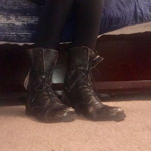 Aldo combat boots in rugged dark brown