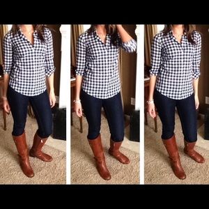 J. Crew Navy Gingham Button Down