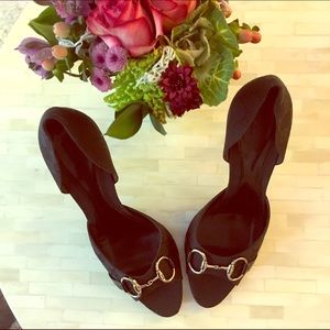 Gucci Peep Toe Black Pumps, Size 41.5 (US 11/11.5)