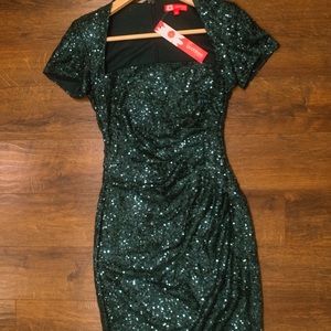 Emerald green sequin cocktail dress