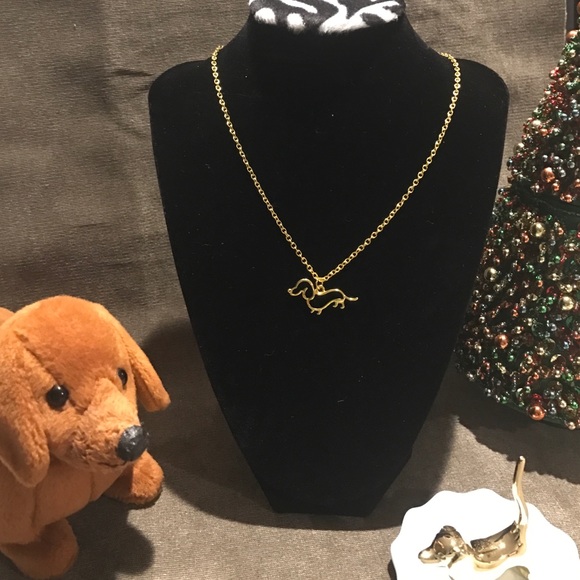 Dachshund dog gold tone fashion necklace