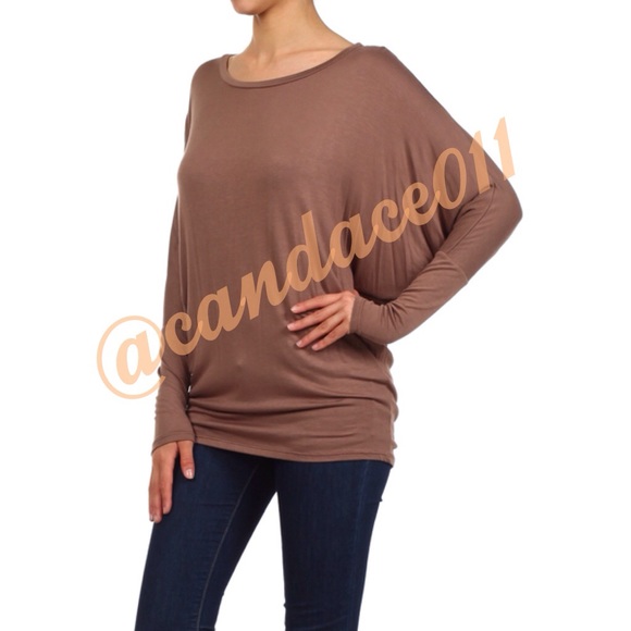 ⭐️5 STAR rated!⭐️ Long Sleeved Dolman Top (Mocha) - Picture 3 of 4