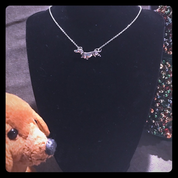 Dachshund dog running charmed fashion necklace