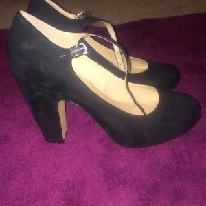 velvet black high heels