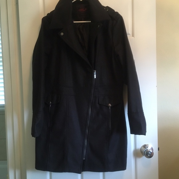 wool blend asymmetric zippered coat