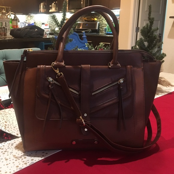 Large Faux Leather Messenger Tote