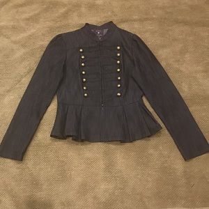 Military Style Peplum Denim Jacket