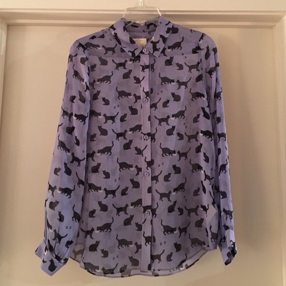 Kate Spade cat and cream chiffon shirt
