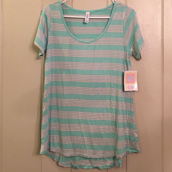 NWT LuLaRoe Classic Tee - Green/Pink Stripes