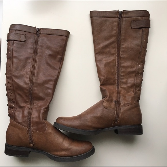 Brown studded boots
