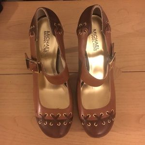 Michael Kors brown/tan platform heels, 9
