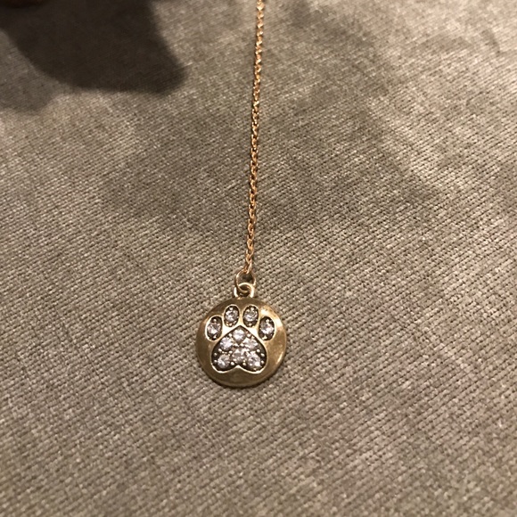 "Y" chain with Austrian crystal accented paw/heart