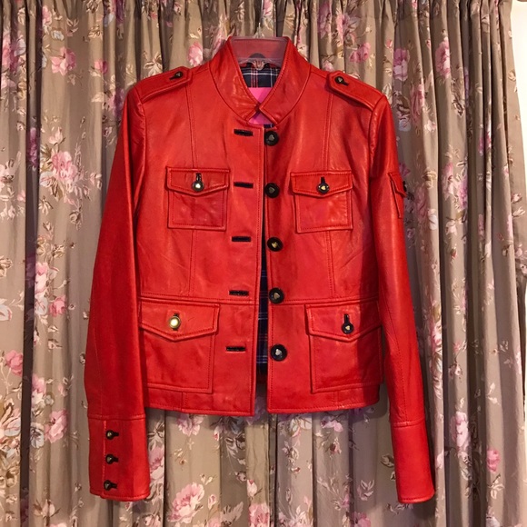 Authentic Red Leather Betsey Johnson Jacket
