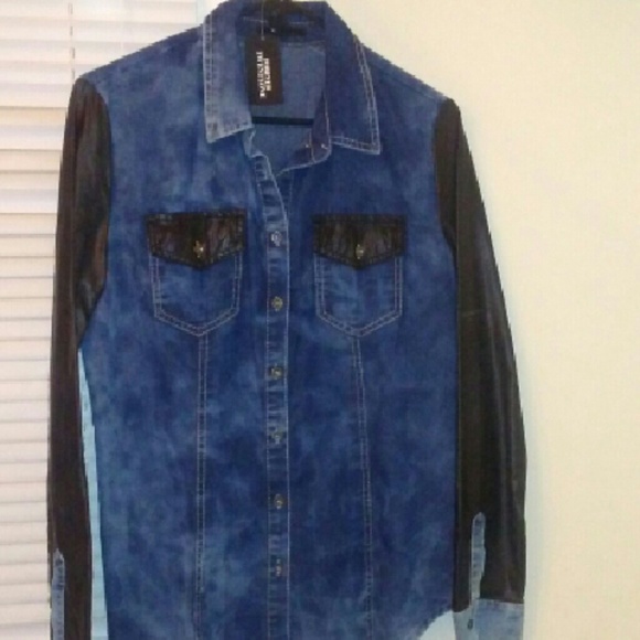 Faux leather chambray