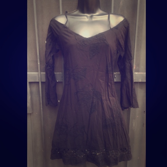 Black Bare Shoulder Boho-like Dress