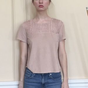 Crochet and faux suede top MOVING SALE
