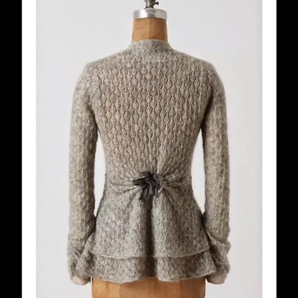 Anthropologie Tea's Cardigan Gray Ribbon Ties - Picture 2 of 3