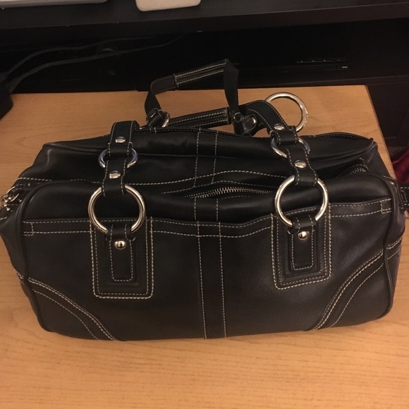 Black leather Coach doctor satchel