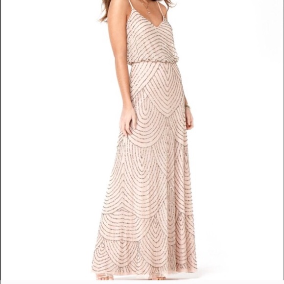 Adrianna Papell Blouson Dress - Size 6 Taupe/Pink