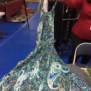 Lovely turquoise and brown halter dress