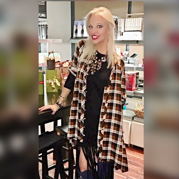 Toffee/black checked hi lo dress! LAST ONE - Picture 2 of 3