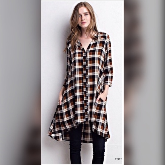 Toffee/black checked hi lo dress! LAST ONE - Picture 3 of 3