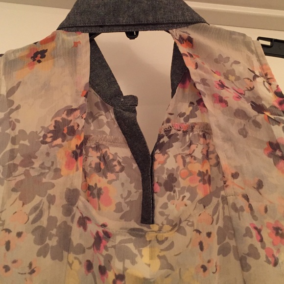 Sleeveless Floral Top with Open Back - Picture 3 of 4