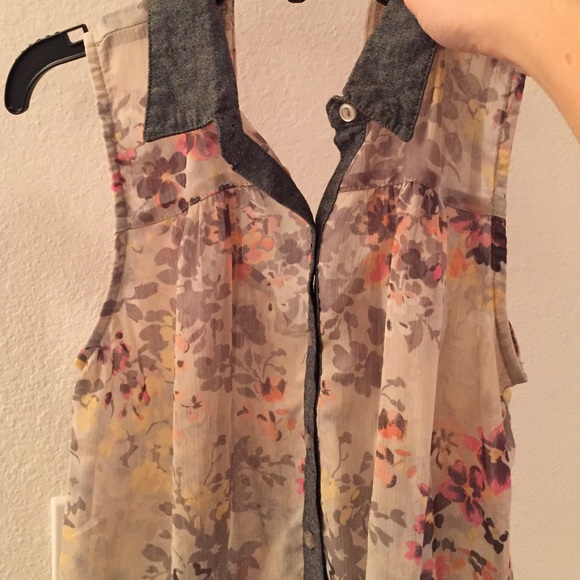 Sleeveless Floral Top with Open Back - Picture 4 of 4