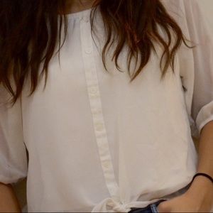 Flowy White Button-Down Cropped Tee - SOLD