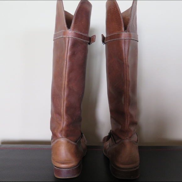 Frye Leather Boots Shirley Riding Tan 7 (B)