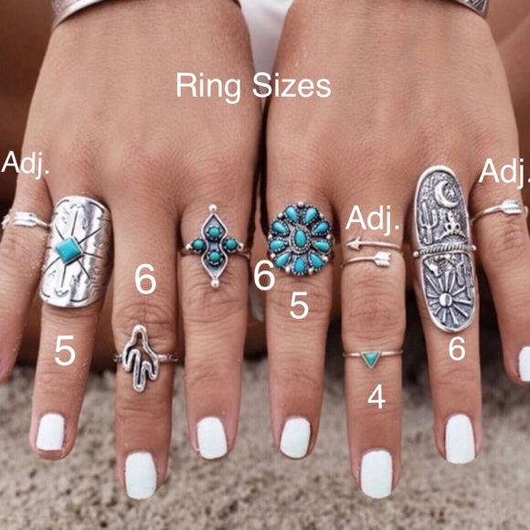 9 Vintage Turkish Turquoise Silver Boho Midi Ring - Picture 6 of 7