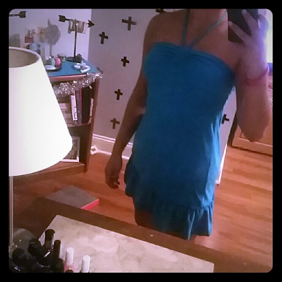 Blue bathing suit coverup