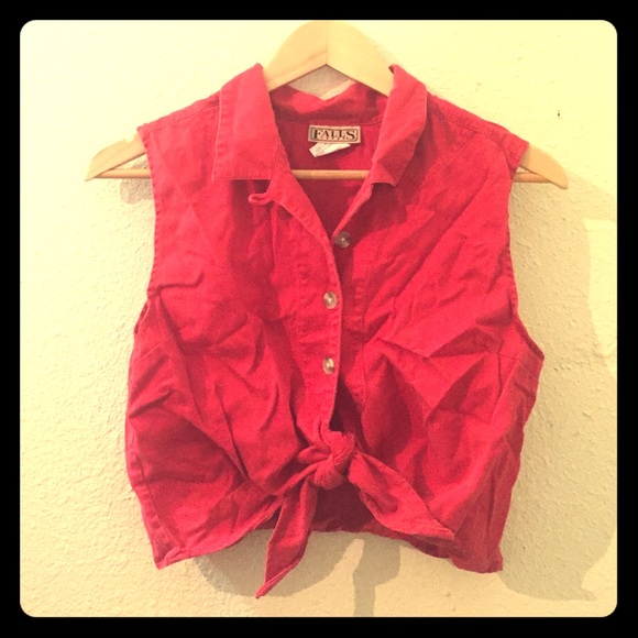 VINTAGE Front Tie Crop Top