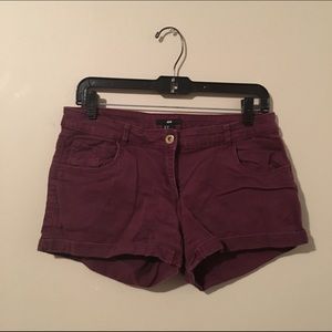 Burgundy Denim Shorts