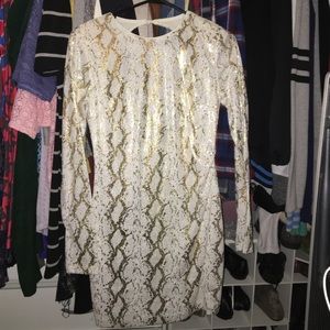 White and Gold sequin cocktail dress