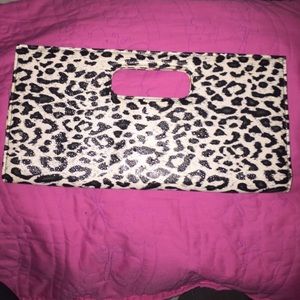 Black & White Leopard Print Large Clutch